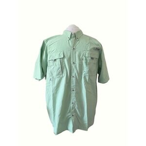 Columbia Bahama PFG Vented Green Button Up‎ Shirt 2XL Outdoor UPF 50 Relaxed Fit